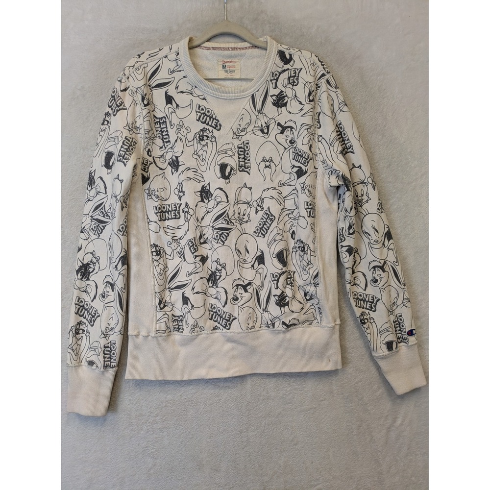 Champion‎ Todd Snyder Sweatshirt Men's Small Cream Looney Tunes All Over Print